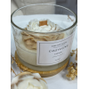 Świeca sojowa beżowa piwonia zapachowa z pokrywą 300g